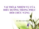 Bài giảng Vai trò và nhiệm vụ của điều dưỡng trong phục hồi chức năng - Hà Văn Châu