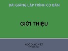 Bài giảng Lập trình cơ bản: Giới thiệu - TS. Ngô Quốc Việt