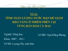 Báo cáo tốt nghiệp: Tính toán lượng nước mặn để giảm khả năng ô nhiễm phèn tại vùng bán đảo Cà Mau