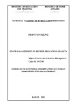 Summary of doctoral dissertation on public administration management: State management on higher education quality
