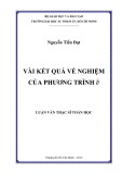 Luận văn Thạc sĩ Toán học: Vài kết quả về nghiệm của phương trình ∂