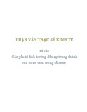 Luận văn thạc sĩ Kinh tế: Các yếu tố ảnh hưởng đến sự trung thành của nhân viên trong tổ chức