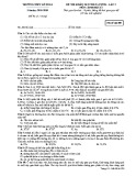 Đề thi KSCL môn Sinh học 12 năm 2018-2019 lần 2 - THPT Lê Xoay - Mã đề 209