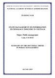 Summary of the Doctoral thesis in public Management: State management on information technology industry in Vietnam