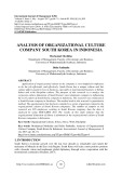 Analysis of organizational culture company South Korea in Indonesia