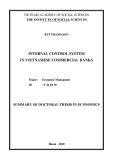 Summary of Doctoral thesis in Economics: Internal control system in Vietnamese commercial banks