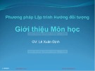 Bài giảng Phương pháp lập trình hướng đối tượng: Giới thiệu môn học