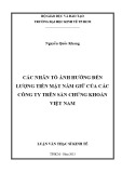 Luận văn Thạc sĩ Kinh tế: Các nhân tố ảnh hưởng đến lượng tiền mặt nắm giữ của các công ty trên sàn chứng khoán Việt Nam