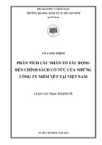 Luận văn Thạc sĩ Kinh tế: Phân tích các nhân tố tác động đến giá vàng tại Việt Nam