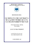 Luận văn Thạc sĩ Kinh tế: Tác động của việc sáp nhập và mua lại đối với hiệu quả của các doanh nghiệp ở Việt Nam