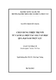 Luận văn Thạc sĩ Văn học: Chân dung Thiệu Trị với tư cách là một tác giả văn học qua Đại nam thực lục