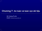 Bài giảng Cơ sở dữ liệu: Chương 7 - Hoàng Thị Hà