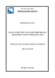 Tóm tắt Luận văn Thạc sĩ Quản lý kinh tế: Quản lý nhà nước về du lịch trên địa bàn thành phố Tam Kỳ, tỉnh Quảng Nam