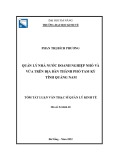 Tóm tắt luận văn Thạc sĩ Quản lý kinh tế: Quản lý nhà nước doanh nghiệp nhỏ và vừa trên địa bàn thành phố Tam Kỳ, tỉnh Quảng Nam