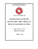 Luận văn Thạc sĩ Quản lý kinh tế: Áp dụng KPI tại Viettel Quảng Ninh: Thực trạng và đề xuất giải pháp cải tiến