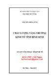 Luận văn Thạc sĩ Kinh tế: Chất lượng tăng trưởng kinh tế tỉnh Bình Định