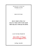 Luận văn Thạc sĩ Kinh tế: Hoàn thiện công tác quản lý nhà nước về du lịch trên đại bàn tỉnh Quảng Bình