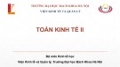 Bài giảng Toán kinh tế 2: Chương 1 - Trường ĐH Bách khoa Hà Nội