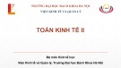 Bài giảng Toán kinh tế 2: Chương 3.1 - Trường ĐH Bách khoa Hà Nội