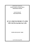 Luận văn Thạc sĩ Giáo dục học: Sự lựa chọn ngành học của sinh viên Trường Đại học Bạc Liêu