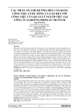 Các nhân tố ảnh hưởng đến cân bằng công việc cuộc sống và gắn kết với công việc của quản lý người việt tại Công ty Samsung Display Vietnam
