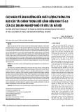 Các nhân tố ảnh hưởng đến chất lượng thông tin báo cáo tài chính trong bối cảnh nền kinh tế 4.0 của các doanh nghiệp nhỏ và vừa tại Hà Nội