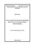 Luận văn Thạc sĩ Quản lý công: Quản lý nhà nước đối với doanh nghiệp nhỏ và vừa của huyện Hà Trung, tỉnh Thanh Hóa