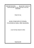Luận văn Thạc sĩ Quản lý công: Quản lý nhà nước về văn hóa của huyện Hà Trung, tỉnh Thanh Hóa