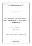 Tóm tắt Luận án Tiến sĩ Quản lý công: Xây dựng bộ tiêu chí đánh giá hiệu quả quản lý nhà nước của Ủy ban nhân dân xã, tỉnh Nghệ An