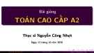 Bài giảng Toán cao cấp 2: Chương 3 - ThS. Nguyễn Công Nhựt