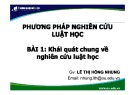 Bài giảng Phương pháp nghiên cứu luật học - Lê Thị Hồng Nhung