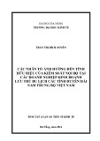 Tóm tắt Luận án Tiến sĩ Kinh tế: Các nhân tố ảnh hưởng đến tính hữu hiệu của kiểm soát nội bộ tại các doanh nghiệp kinh doanh lưu trú du lịch các tỉnh Duyên hải Nam Trung Bộ Việt Nam