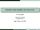 Bài giảng Phương pháp nghiên cứu khoa học: Chương 1 - Vũ Trọng Nghĩa