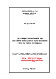 Luận văn Thạc sĩ Quản trị kinh doanh: Quản trị kênh phân phối tại Chi nhánh thông tin di động Bình Định Công ty thông tin di động