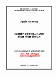 Luận văn Thạc sĩ Ngôn ngữ học: Nghiên cứu địa danh tỉnh Bình Thuận