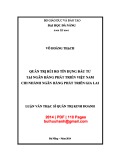 Luận văn Thạc sĩ Quản trị kinh doanh: Quản trị rủi ro tín dụng đầu tư tại Ngân hàng Phát triển Việt Nam chi nhánh Ngân hàng Phát triển Gia Lai