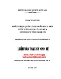 Luận văn Thạc sĩ  Kinh tế: Hoàn thiện quản lý chi ngân sách nhà nước cấp huyện của huyện Quỳnh Lưu tỉnh Nghệ An