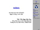 Bài giảng Kỹ thuật lập trình: Mảng - ThS. Trần Ngọc Bảo Duy